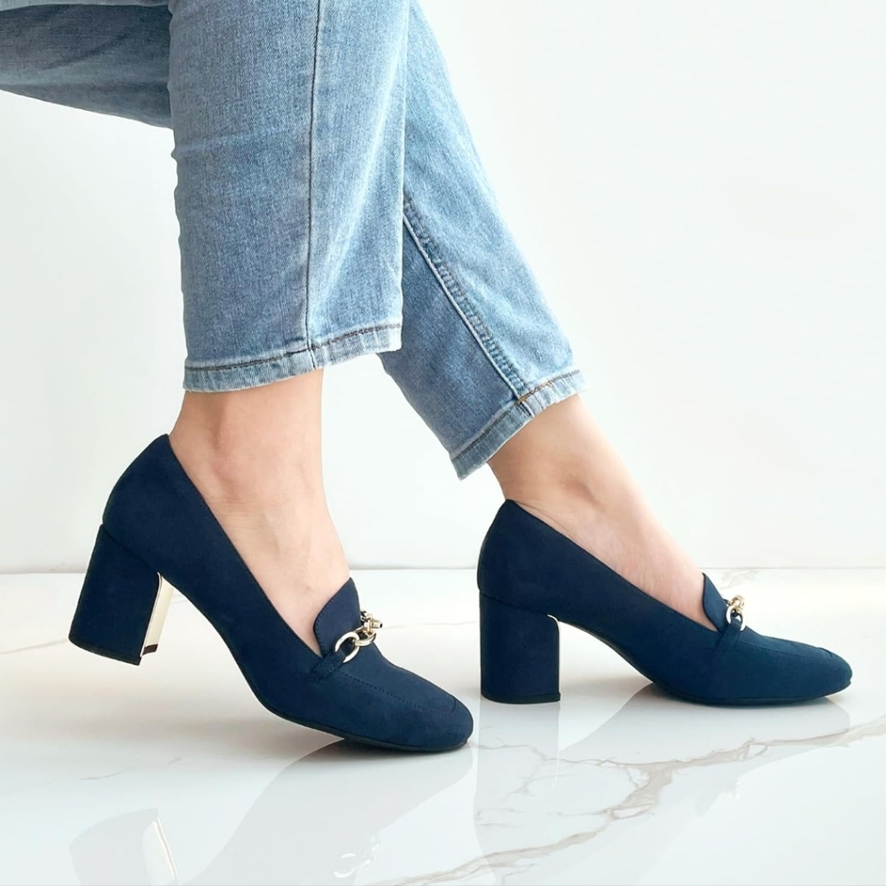 Jenn Ardor Heeled Loafers Chunky Block Heel Square Toe Professional